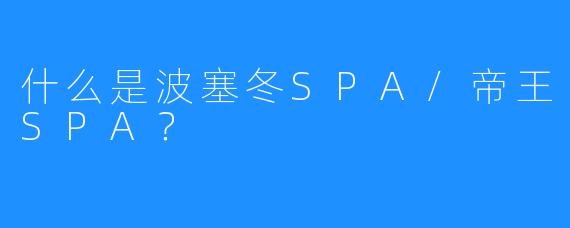 什么是波塞冬SPA/帝王SPA?
