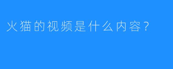 火猫的视频是什么内容?