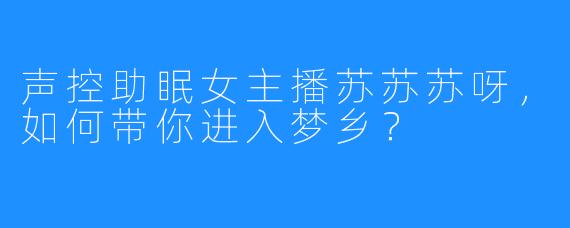 声控助眠女主播苏苏苏呀,如何带你进入梦乡?