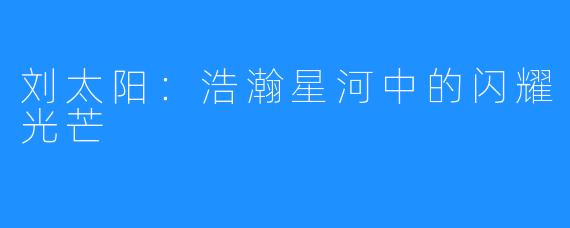 刘太阳:浩瀚星河中的闪耀光芒