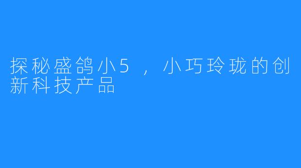 探秘盛鸽小5,小巧玲珑的创新科技产品