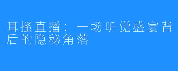 耳搔直播：一场听觉盛宴背后的隐秘角落