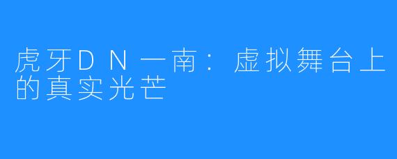 虎牙DN一南：虚拟舞台上的真实光芒