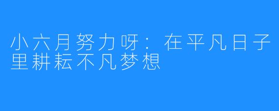 小六月努力呀：在平凡日子里耕耘不凡梦想
