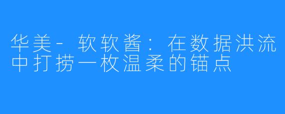 华美-软软酱：在数据洪流中打捞一枚温柔的锚点