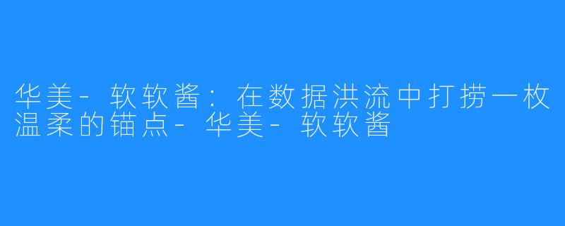 华美-软软酱：在数据洪流中打捞一枚温柔的锚点-华美-软软酱